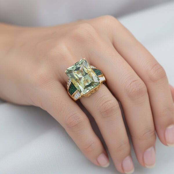 D'Joy Prasiolith, Verde Onyx und Moissanit Ring und Anh&auml;nger mit 50cm Kette image number 10