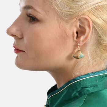 LA MAREY 2er-Set Brokat Seiden-Haarspangen und Ohrringe, Beige