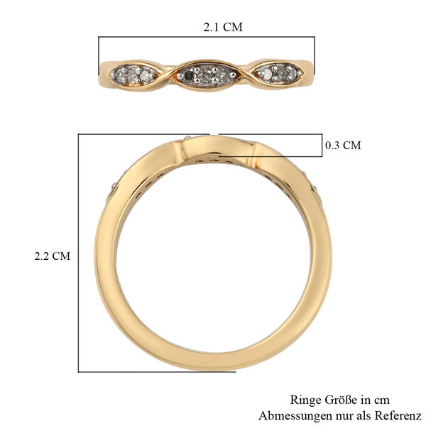 Weißer Diamant P Ring 925 Silber Vermeil YG ca. 0,10 ct. image number 7