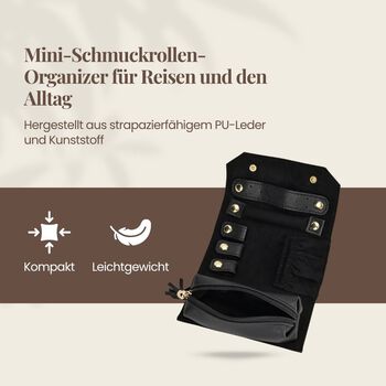 Mini-Schmuckrollen-Organizer, 24x14cm offen, 14x6,5cm geschlossen, Schwarz