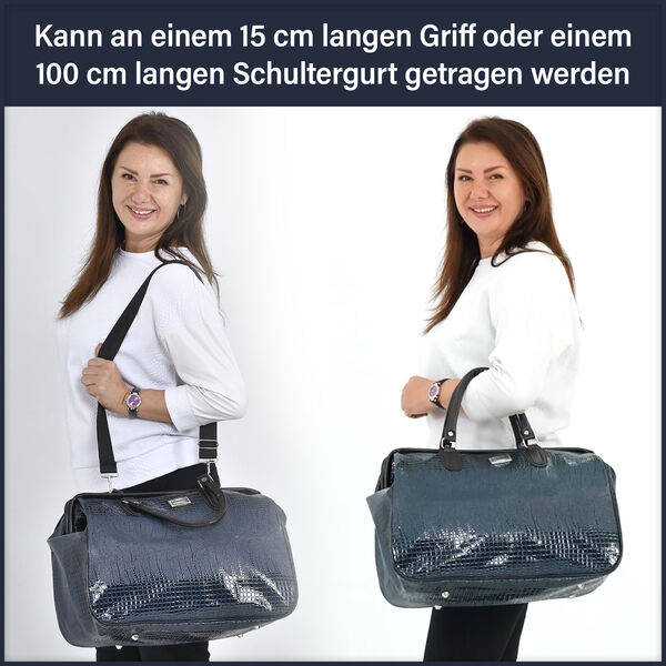 Weekender Reisetasche, 45x33x22cm, Echsenmuster, Marine image number 10