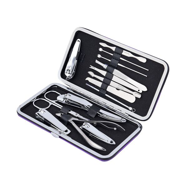 14er Set- kompaktes Manik&uuml;re Pflegeset aus Kunstleder, lila image number 5