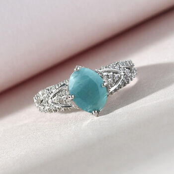 Grandidierit und Zirkon Ring 925 Silber platiniert  ca. 2,75 ct