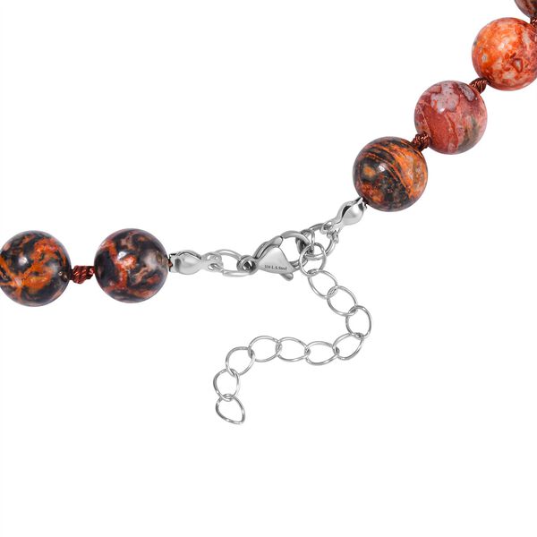 Leopard Jaspis Halskette ca. 45 cm Reiner Edelstahl ca. 230,55 ct. image number 3