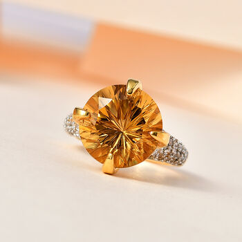 Citrin und Zirkon Ring - 8,38 ct.