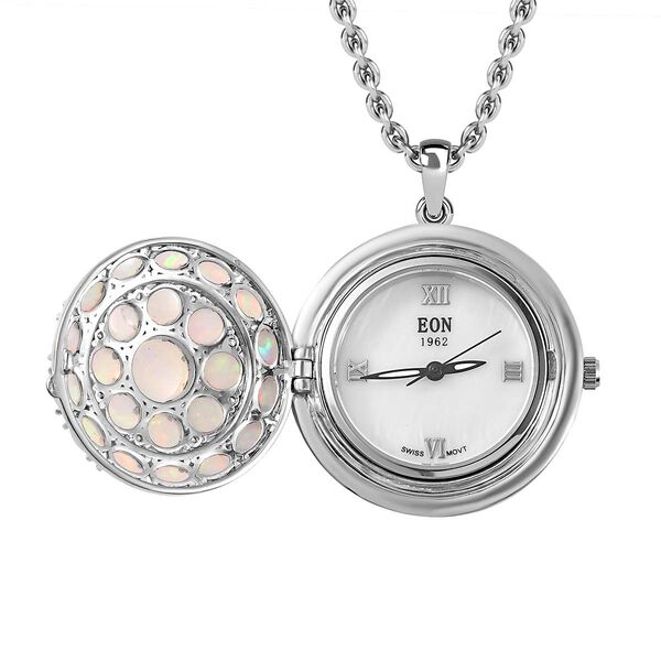 2 in 1 EON Opal und Zirkon-Cluster-Anh&auml;nger mit Taschenuhr - 7,90 ct. image number 9
