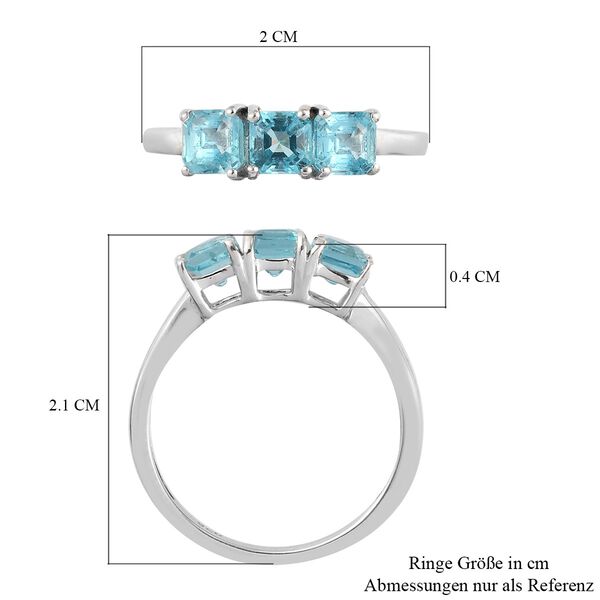 Blauer Apatit 3 Stein Ring 925 Silber Platin-&Uuml;berzug image number 7