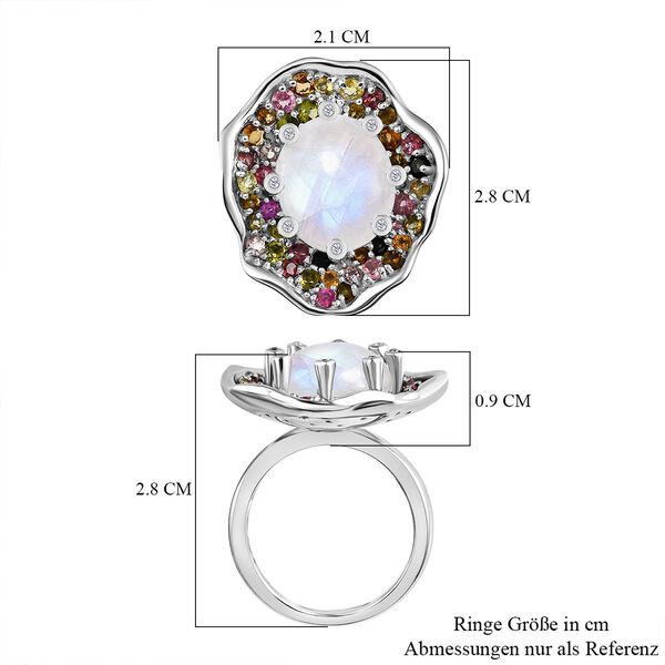 GP Italian Garden Kollektion - Regenbogen Mondstein, Mehrfach-Turmalin und blauer Saphir-Ring - 11,76 ct. image number 7