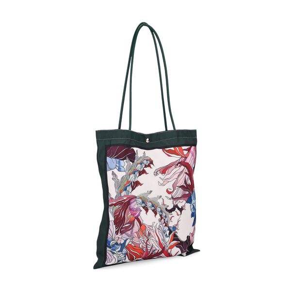 2er-Set Einkaufstaschen mit floralem Motiv, 34x40 cm, Dunkelgr&uuml;n image number 10