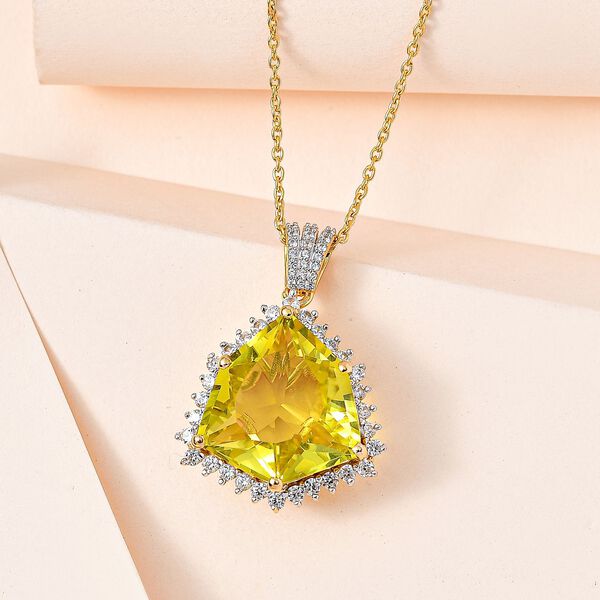 AA Ouro Verde Quarz und Zirkon Anhänger mit Kette - 22,25 ct. image number 2