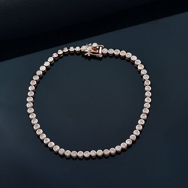 LUXURIANT SGL zertifiziertes SI-GH Labor Diamant 19cm Armband, 925 Silber Ros&eacute;gold E-Beschichtung - 1,80 ct. image number 2