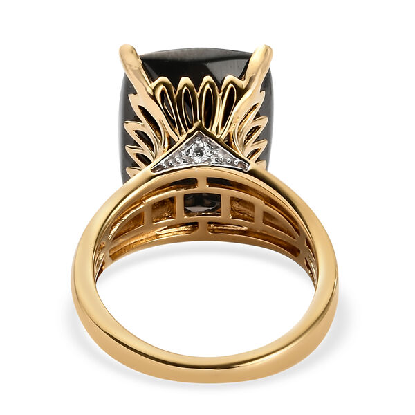 Elite Shungit und Zirkon Solit&auml;r Ring 925 Silber vergoldet  ca. 6,95 ct image number 6