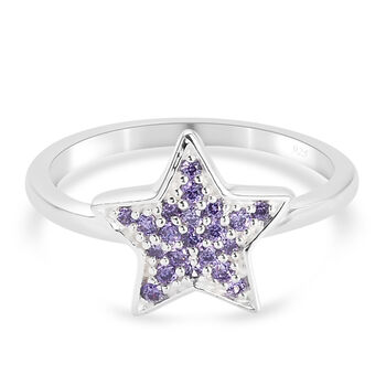 LUSTRO STELLA - Amethyst Zirkonia Stern Ring 925 Silber (Gr&ouml;&szlig;e 16.00)