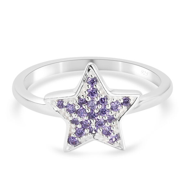 LUSTRO STELLA - Amethyst Zirkonia Stern Ring 925 Silber