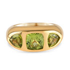 Natürlicher Peridot 3 Stein Ring 925 Silber vergoldet  ca. 3,20 ct image number 0