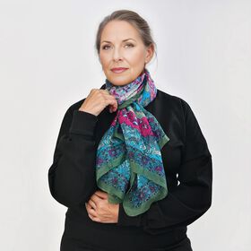 Geschmeidiger Luxuriöser 100% Seiden-Schal, 50 x 160 cm, olivgrün