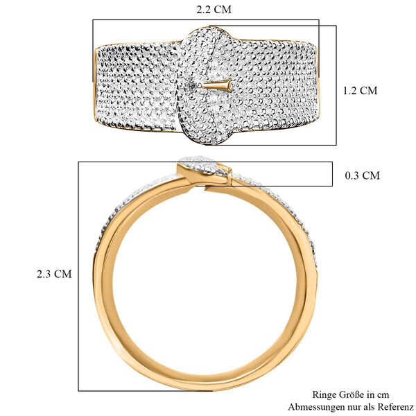 Designer Inspirierter - Wei&szlig;er Diamant Schnalle Ring, Goldfarben (Gr&ouml;&szlig;e 21.00) image number 6