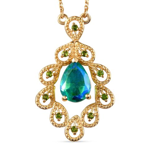 Pfau Triplett Quarz und Chromdiopsid-Halskette, 45 cm - 2,38 ct. image number 0