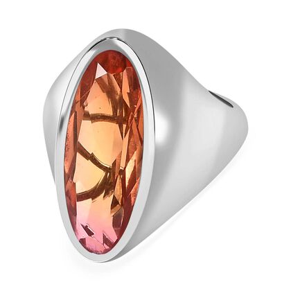 Padparadscha Triplette Quarz Ring, 925 Silber platiniert (Gr&ouml;&szlig;e 17.00) ca. 7.43 ct