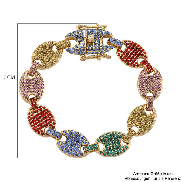 Mehrfarbiger Kristall Armband ca. 18.5 cm, goldfarben image number 4