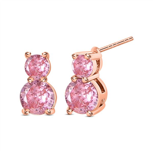 4er Set, Rosa Zirkonia Armband, Anh&auml;nger mit Kette und Ohrringen, Messing ca. 17,60 ct image number 4