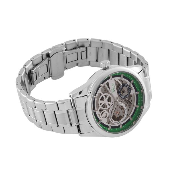 Limitiert verfügbar- GENOA Automatikwerk 3ATM Wasserdichtheit Skelettuhr mit reinem 316L Edelstahl -Kettenarmband - Grün image number 6