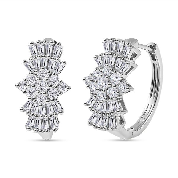 Moissanit Ballerina Creolen, 925 Silber rhodiniert - 1,93 ct.