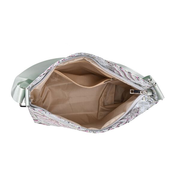 Jacquard-Tasche aus Poly-Satin mit Futter und Rei&szlig;verschluss, Innentasche, t&uuml;rkis image number 5