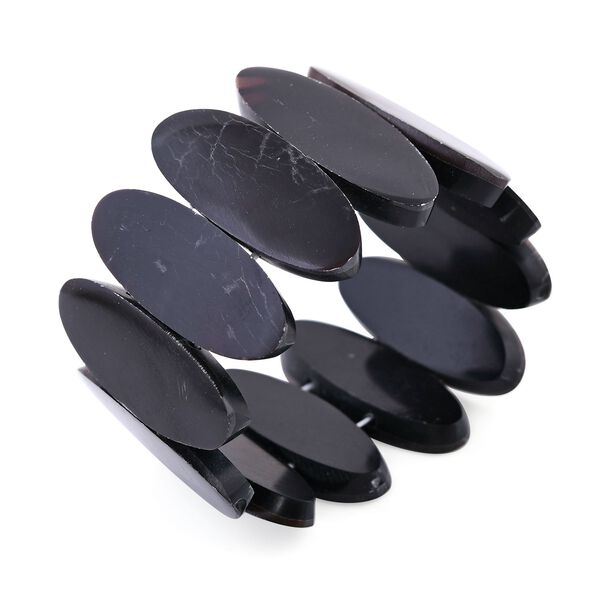 Schwarze Muschelkernperle Armband Flexibel image number 3