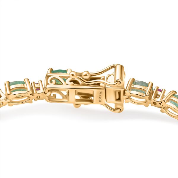 Smaragd, Nat&uuml;rlicher Mosambik-Rubin Armband ca. 20 cm 925 Silber 750 Gelbgold Vermeil ca. 7,18 ct. image number 4