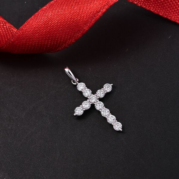 LUXURIANT SI-GH Labor Diamant Kreuz Anh&auml;nger in 585 Wei&szlig;gold - 0,50 ct. image number 1