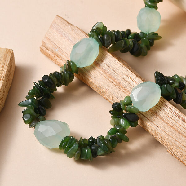 Nephrit und Chalzedon 50+2,5cm Halskette - 500 ct. image number 1