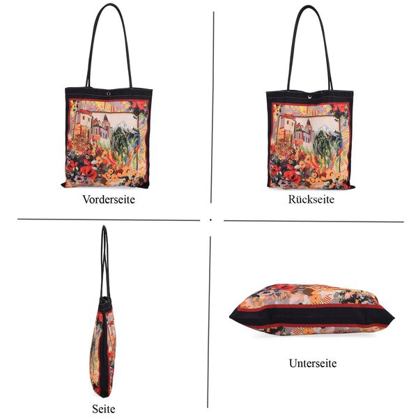 2er-Set Einkaufstaschen mit Stadt- und Blumen-Motiv, 34x40 cm, Schwarz image number 5