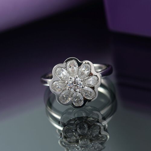 D’joy Moissanit Ring 925 Silber rhodiniert (Größe 17.00) ca. 1,69 ct image number 1