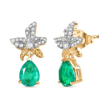 D'Joy Smaragd Triplett Quarz und Zirkon zweifarbige Ohrringe - 2,84 ct.