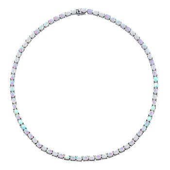 Nat&uuml;rliche, &auml;thiopische Opal-Halskette, ca. 50 cm, 925 Silber platiniert ca. 25.28 ct