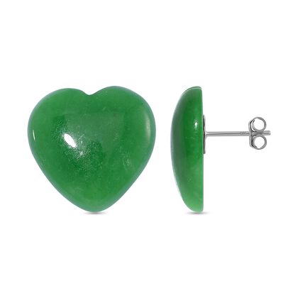Gr&uuml;ne Jade Ohrringe, 925 Silber rhodiniert, ca. 35.00 ct
