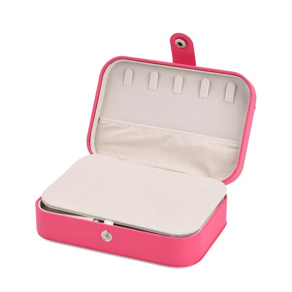 Schmuckbox aus PU-Leder in Pink mit Druckknopfverschluss, 16,5x11,5x5,5cm, inkl. 10 Silberputzt&uuml;cher image number 6