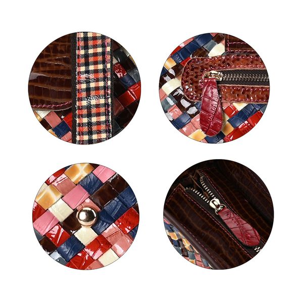 Chaos by Elsie - 100% Echtleder gewebte Tasche, dunkel image number 4