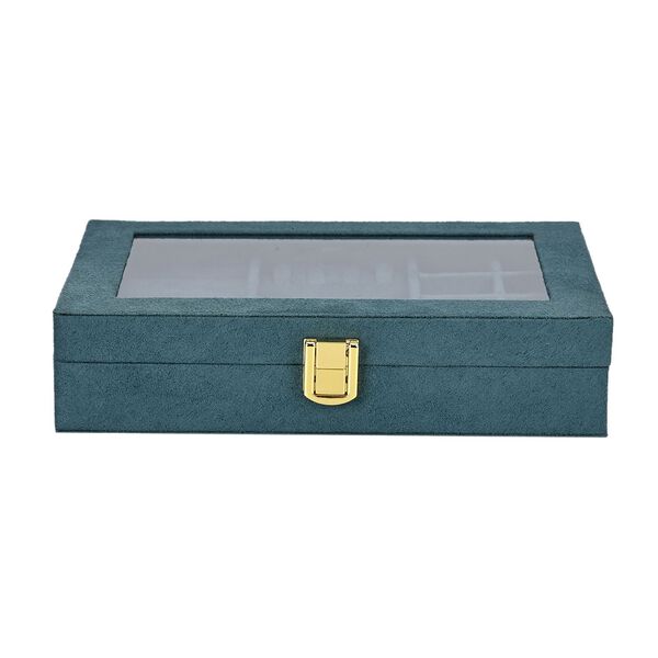 Schmuckbox aus Samt mit transparentem Fenster, 20x15x5cm, T&uuml;rkis image number 3