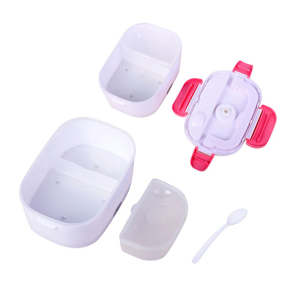 Elektroheizung Lunchbox, Rosa
Material:PP 
Gr&ouml;&szlig;e:23.5*16.5*10.5cm(1.05L)9.25*6.49*4.13INCH
Color:White+red
rating:50W
voltage:110V
2 pin UL plug power cable:100cm
 image number 6