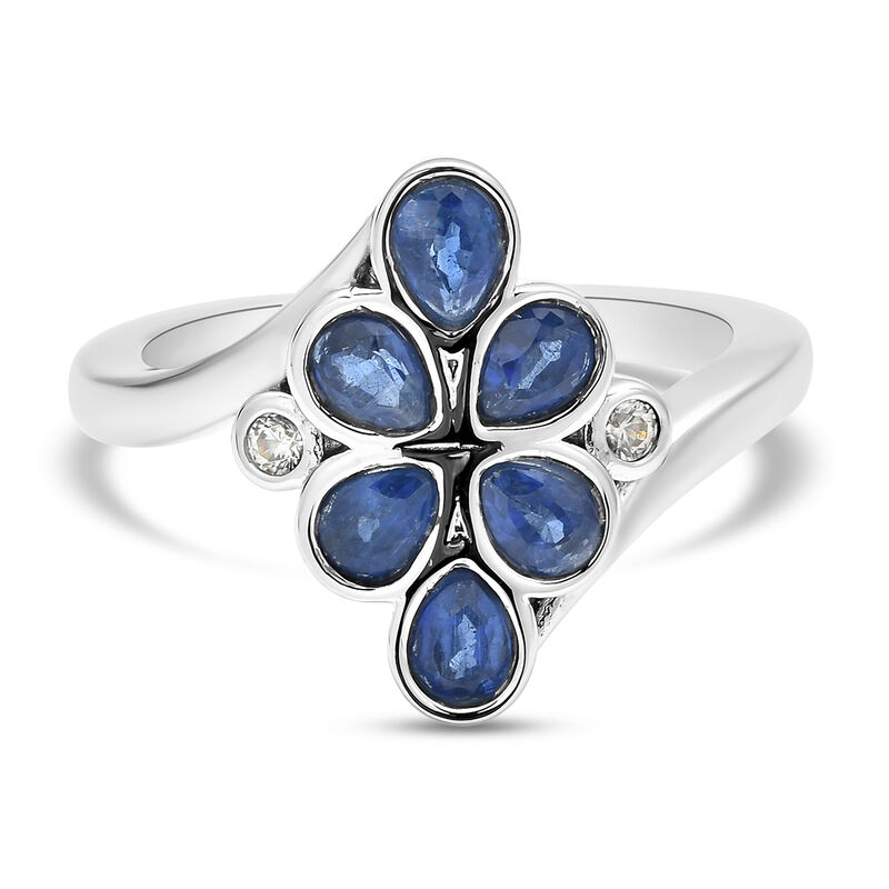 Kyanit und Zirkon Bypass Ring 925 Silber rhodiniert  ca. 1,15 ct image number 0
