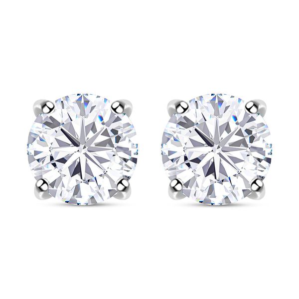 120 Facetten Moissanit-Ohrringe, 925 Silber platiniert ca. 0,88 ct