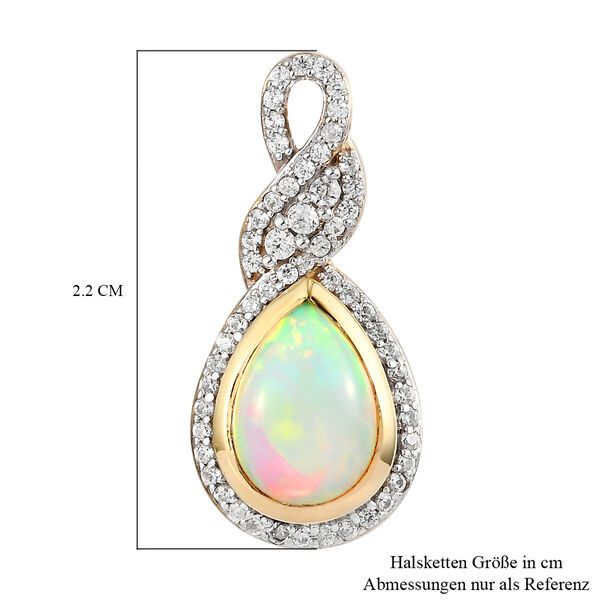 Natürlicher, äthiopischer Opal und Zirkon-Halo-Anhänger in Silber image number 6