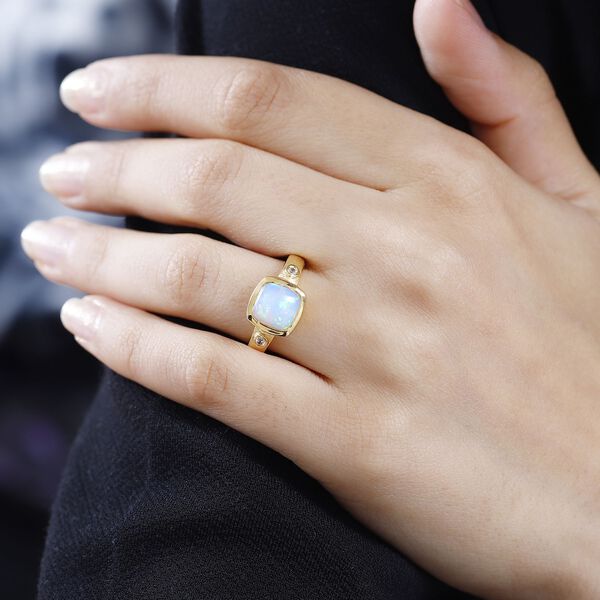 AA natürlicher, äthiopischer Welo Opal und Zirkon Ring - 1,77 ct. image number 4