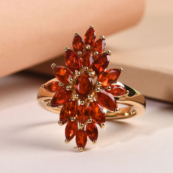 Mexikanischer Kirschd Feuer-Opal Ring 925 Silber vergoldet  ca. 1,44 ct image number 2