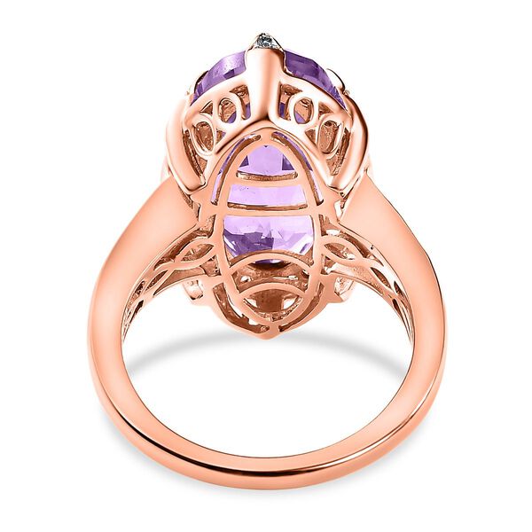 Rose De France Amethyst, Wei&szlig;er Zirkon Ring, 925 Silber ros&eacute;vergoldet, (Gr&ouml;&szlig;e 18.00), ca. 9.14 ct image number 6