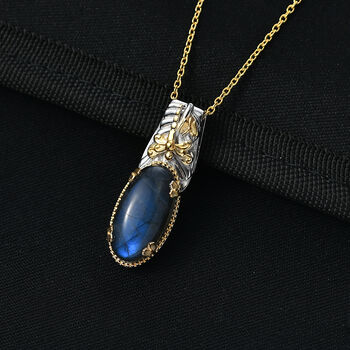 EverTrue AAA Labradorit Anh&auml;nger mit 50cm Kette - 9,46 ct.