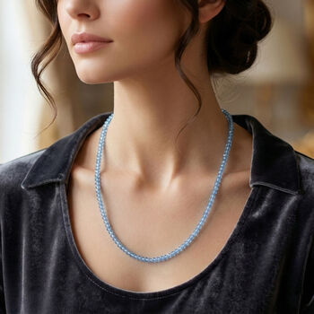 D'Joy Blau Topas Halskette ca. 45 cm 925 Silber Rhodiniert ca. 45,00 ct.