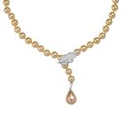 Wei&szlig;er Zirkonia, Goldene Farbe Muschelkernperle Halskette ca. 60 cm Nickelfreies Messing Standard 0.21 ct